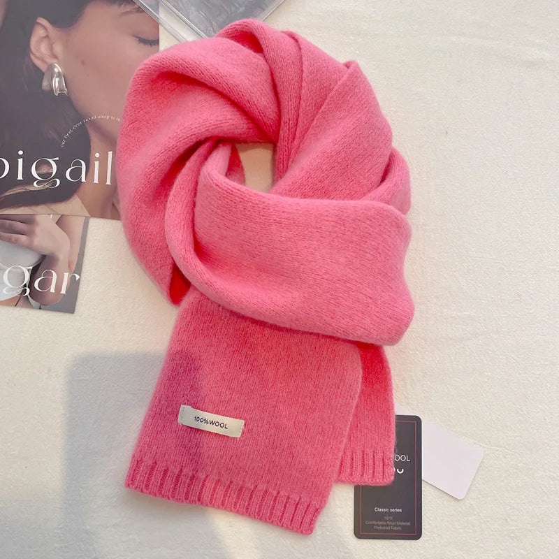 Schal für Frauen aus Wolle und Polyester, einfarbig, warm und vielseitig für Herbst und Winter