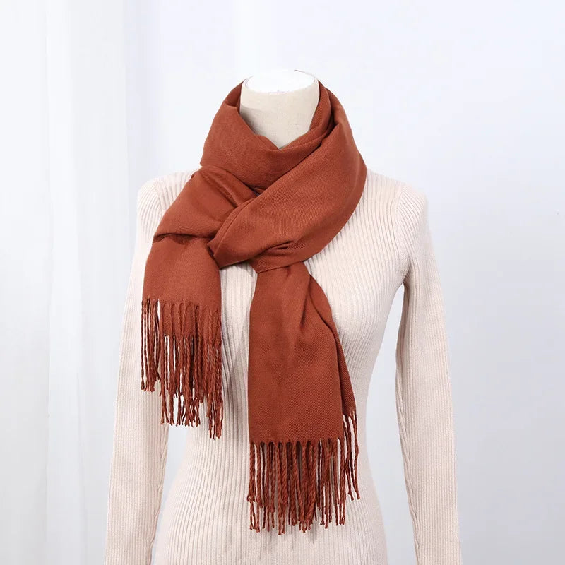 Schal für Frauen, dick, koreanischer Stil, großes rotes Logo, warm und vielseitig, ideal für Winter