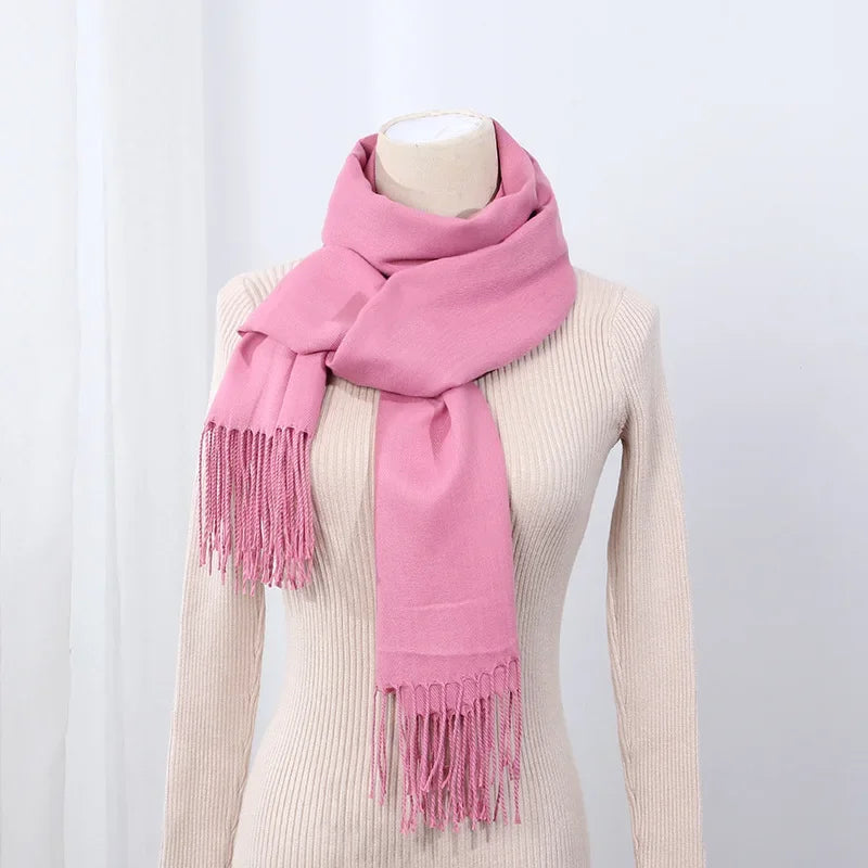 Schal für Frauen, dick, koreanischer Stil, großes rotes Logo, warm und vielseitig, ideal für Winter