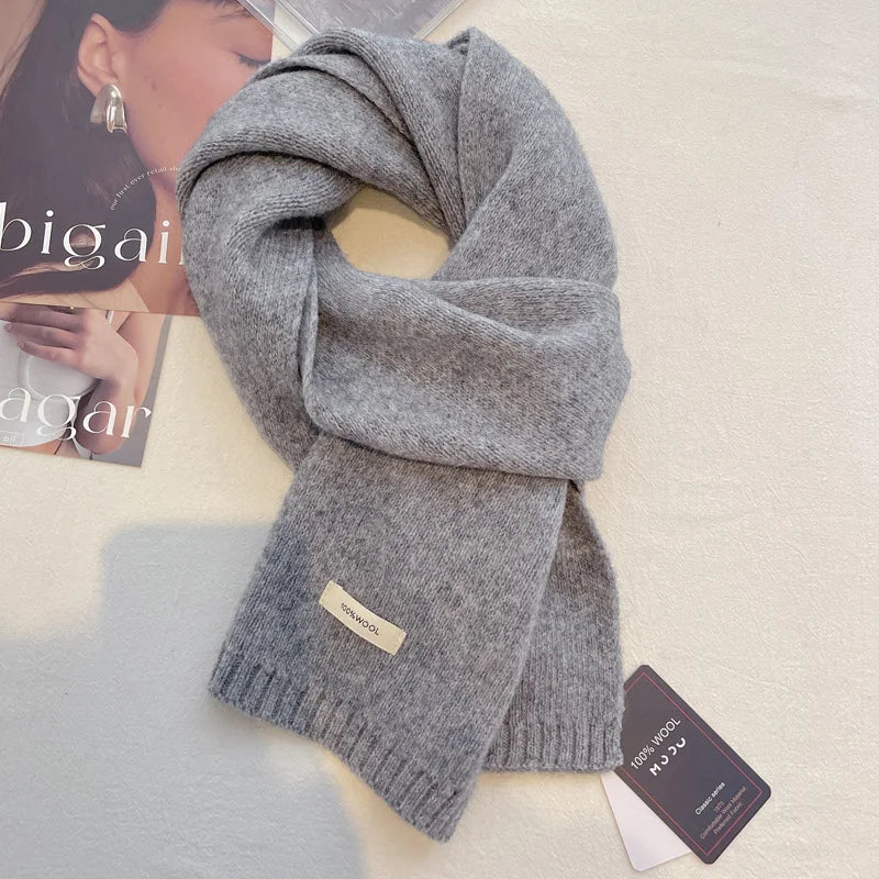 Schal für Frauen aus Wolle und Polyester, einfarbig, warm und vielseitig für Herbst und Winter