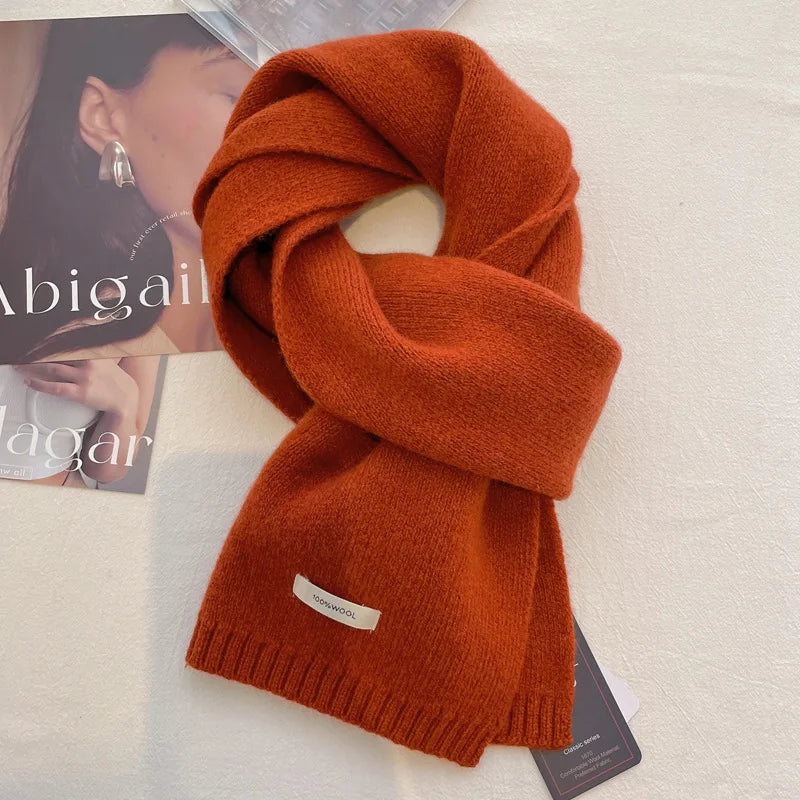 Schal für Frauen aus Wolle und Polyester, einfarbig, warm und vielseitig für Herbst und Winter