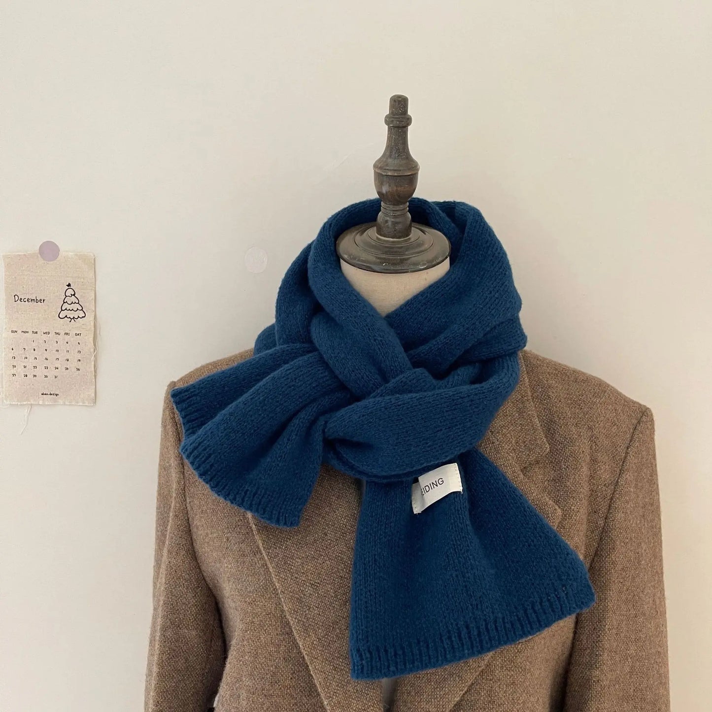 Schal für Frauen aus Wolle und Polyester, einfarbig, warm und vielseitig für Herbst und Winter