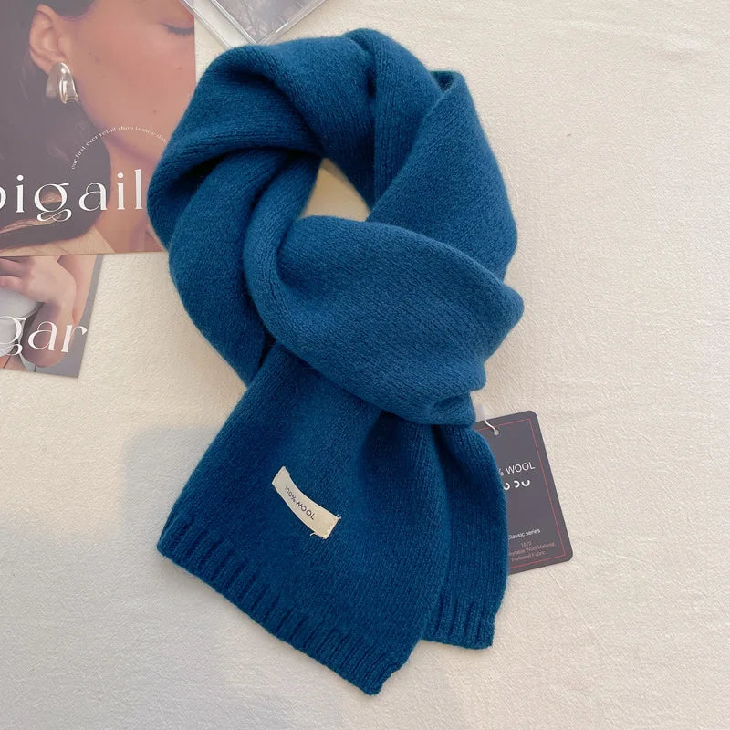 Schal für Frauen aus Wolle und Polyester, einfarbig, warm und vielseitig für Herbst und Winter