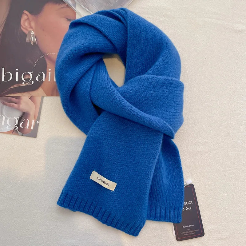 Schal für Frauen aus Wolle und Polyester, einfarbig, warm und vielseitig für Herbst und Winter