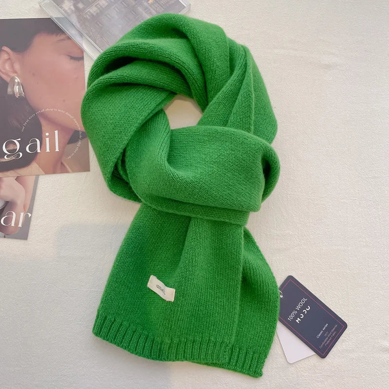 Schal für Frauen aus Wolle und Polyester, einfarbig, warm und vielseitig für Herbst und Winter