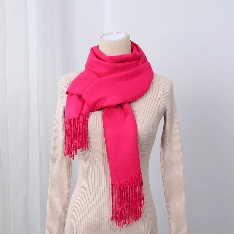 Schal für Frauen, dick, koreanischer Stil, großes rotes Logo, warm und vielseitig, ideal für Winter