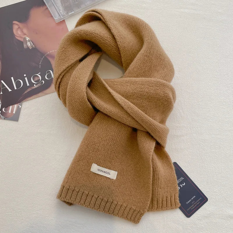 Schal für Frauen aus Wolle und Polyester, einfarbig, warm und vielseitig für Herbst und Winter
