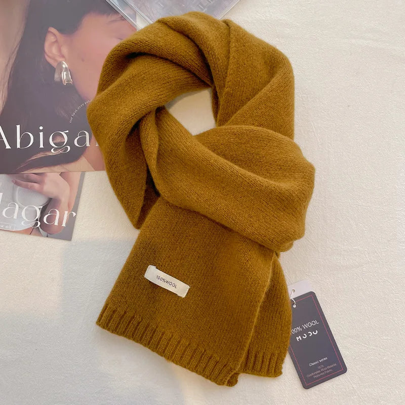 Schal für Frauen aus Wolle und Polyester, einfarbig, warm und vielseitig für Herbst und Winter