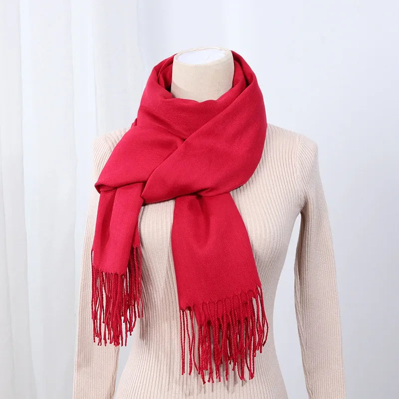 Schal für Frauen, dick, koreanischer Stil, großes rotes Logo, warm und vielseitig, ideal für Winter