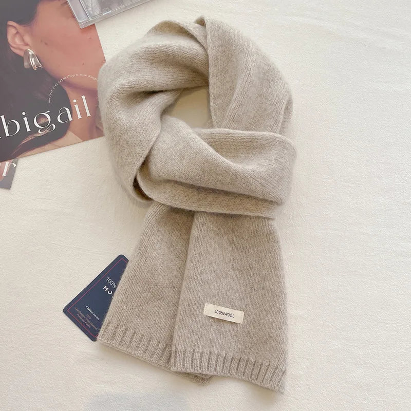 Schal für Frauen aus Wolle und Polyester, einfarbig, warm und vielseitig für Herbst und Winter