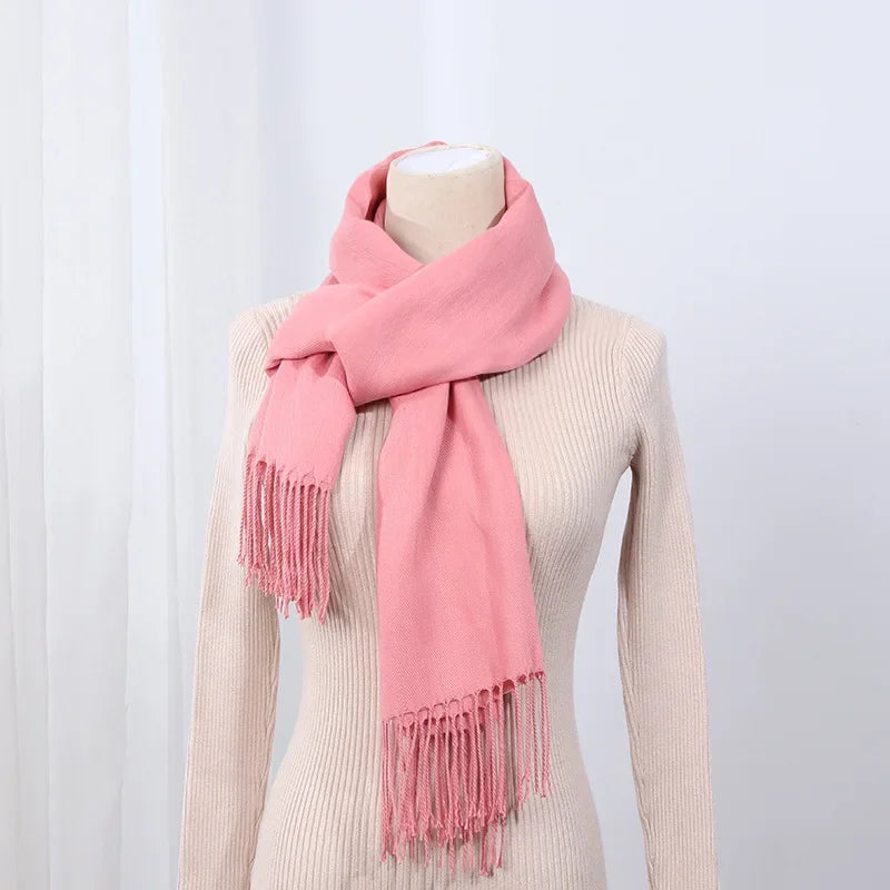 Schal für Frauen, dick, koreanischer Stil, großes rotes Logo, warm und vielseitig, ideal für Winter