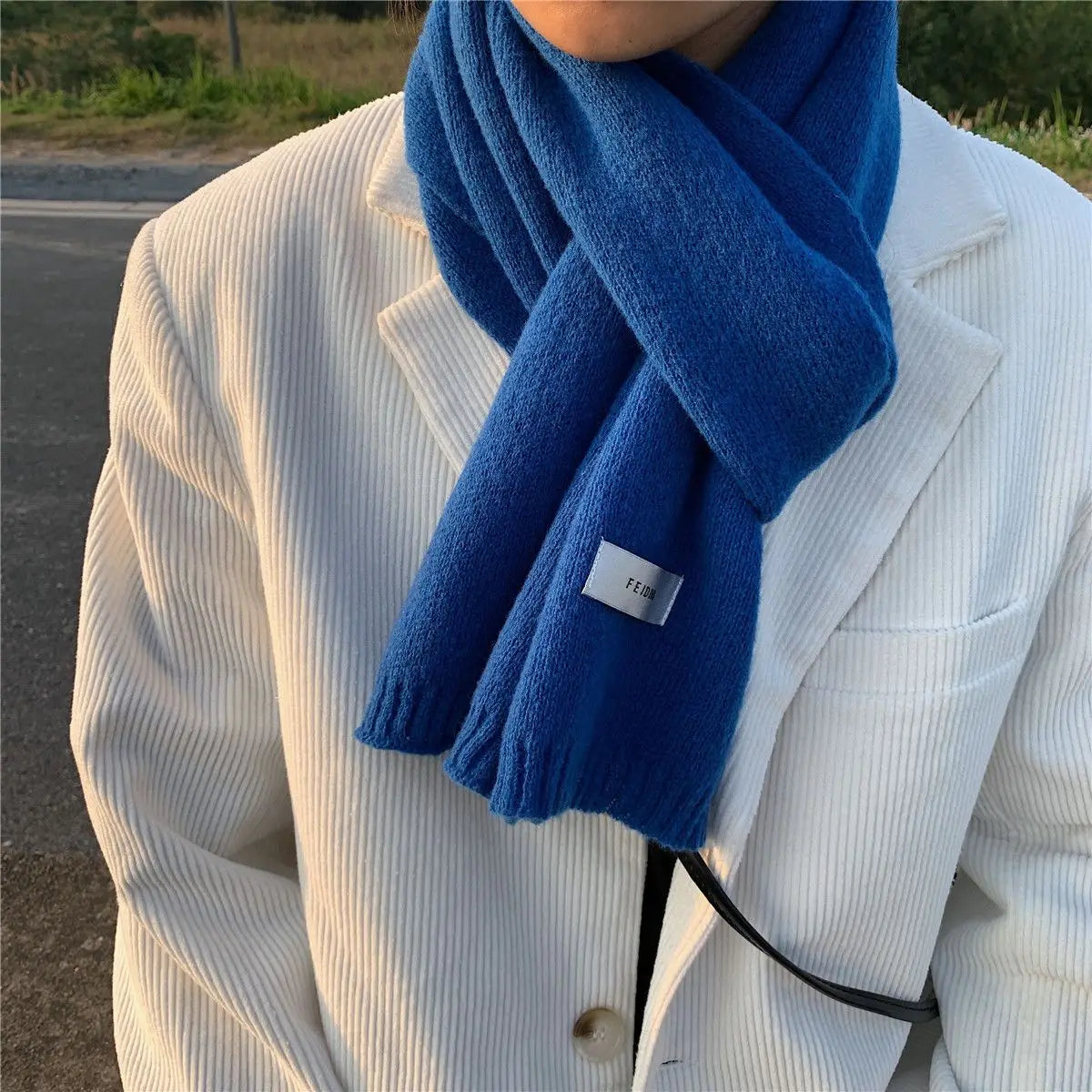 Schal für Frauen aus Wolle und Polyester, einfarbig, warm und vielseitig für Herbst und Winter