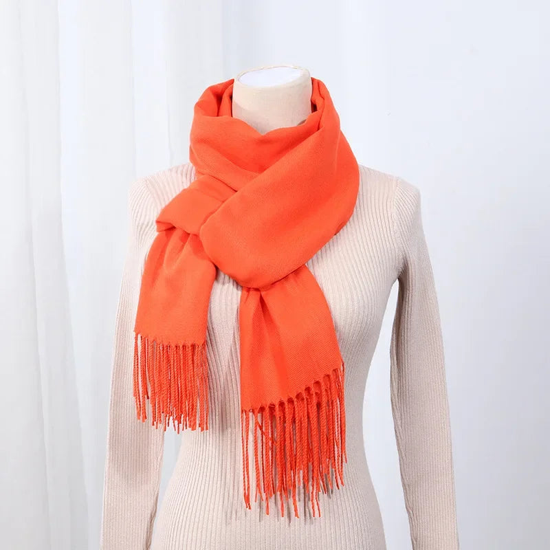 Schal für Frauen, dick, koreanischer Stil, großes rotes Logo, warm und vielseitig, ideal für Winter