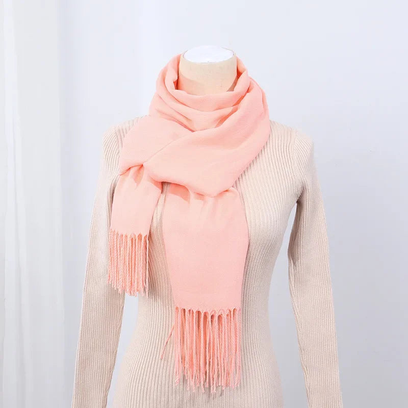 Schal für Frauen, dick, koreanischer Stil, großes rotes Logo, warm und vielseitig, ideal für Winter