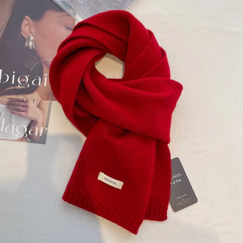 Schal für Frauen aus Wolle und Polyester, einfarbig, warm und vielseitig für Herbst und Winter