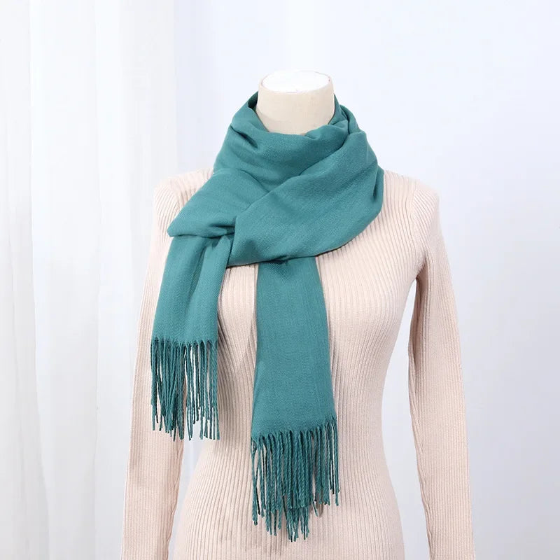Schal für Frauen, dick, koreanischer Stil, großes rotes Logo, warm und vielseitig, ideal für Winter