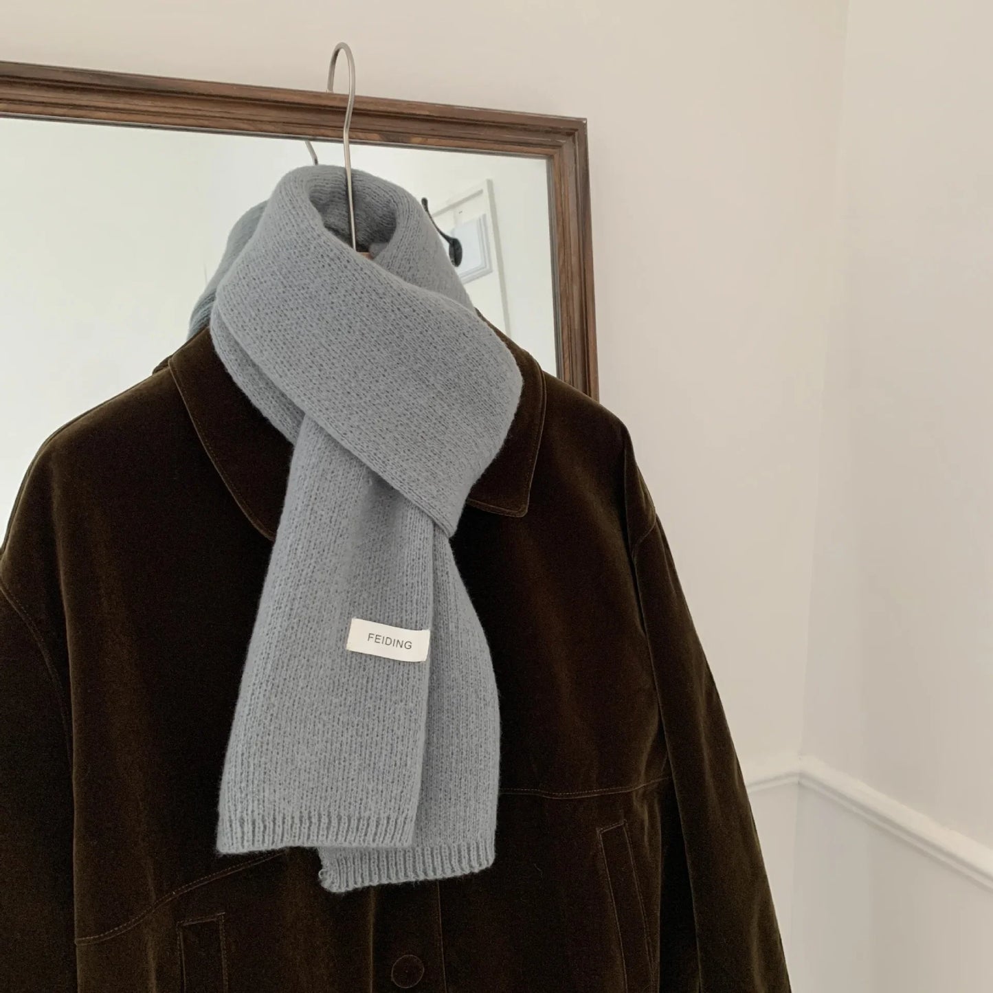 Schal für Frauen aus Wolle und Polyester, einfarbig, warm und vielseitig für Herbst und Winter