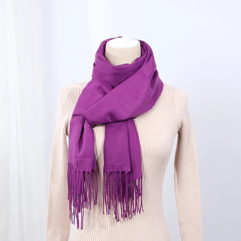 Schal für Frauen, dick, koreanischer Stil, großes rotes Logo, warm und vielseitig, ideal für Winter