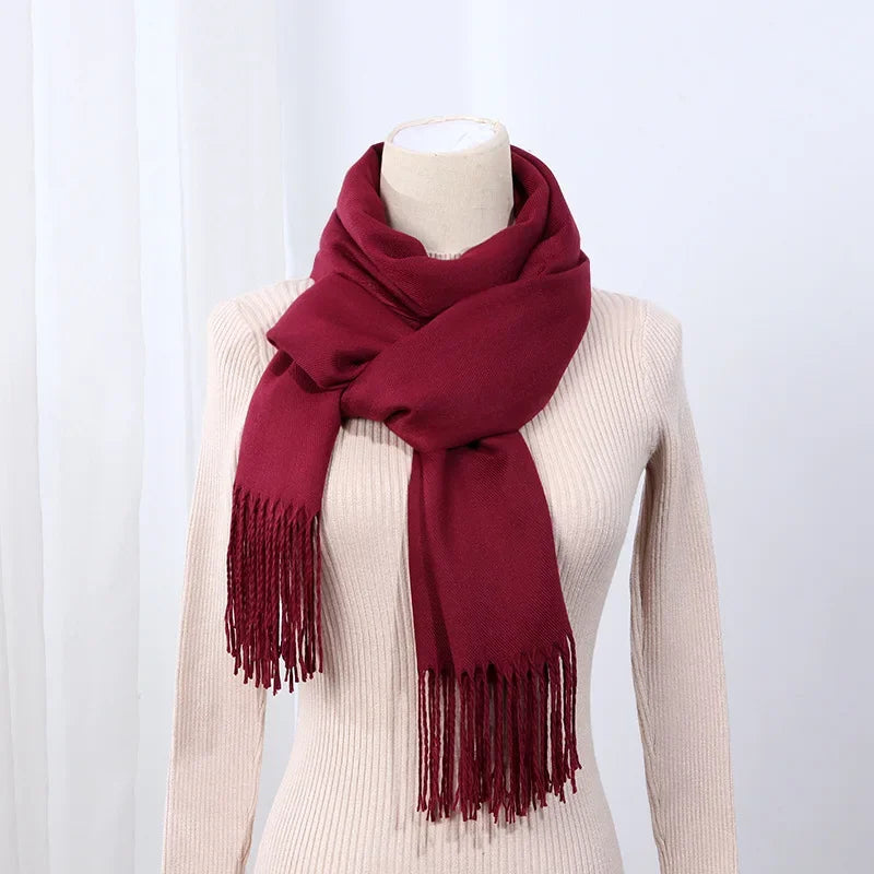 Schal für Frauen, dick, koreanischer Stil, großes rotes Logo, warm und vielseitig, ideal für Winter