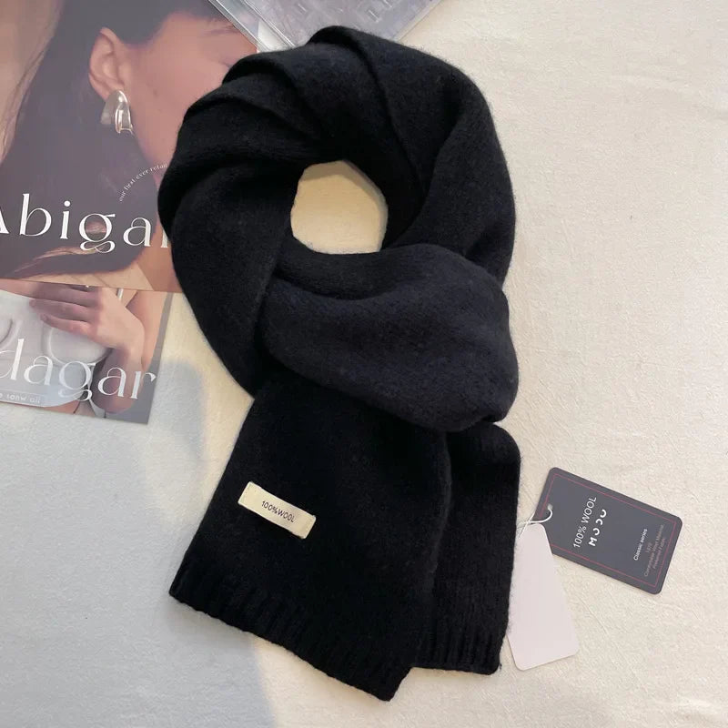 Schal für Frauen aus Wolle und Polyester, einfarbig, warm und vielseitig für Herbst und Winter