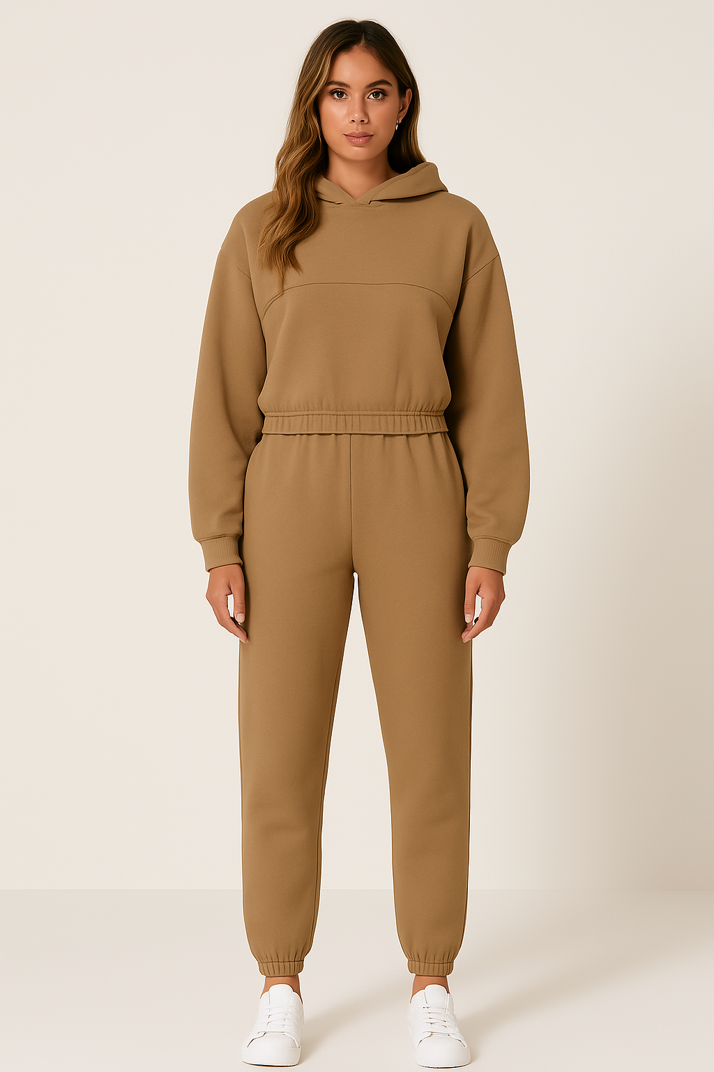 Sets für Damen mit Kapuzenpullover und Jogginghose in Uni-Farbe