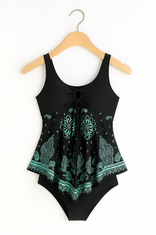 Bademode Damen Badeanzug mit A-Linienkleid und Musterdruck