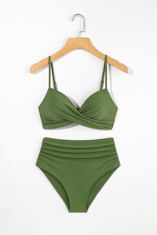 Bademode High-Waist Bikini mit Wickeloptik und Soft Cups