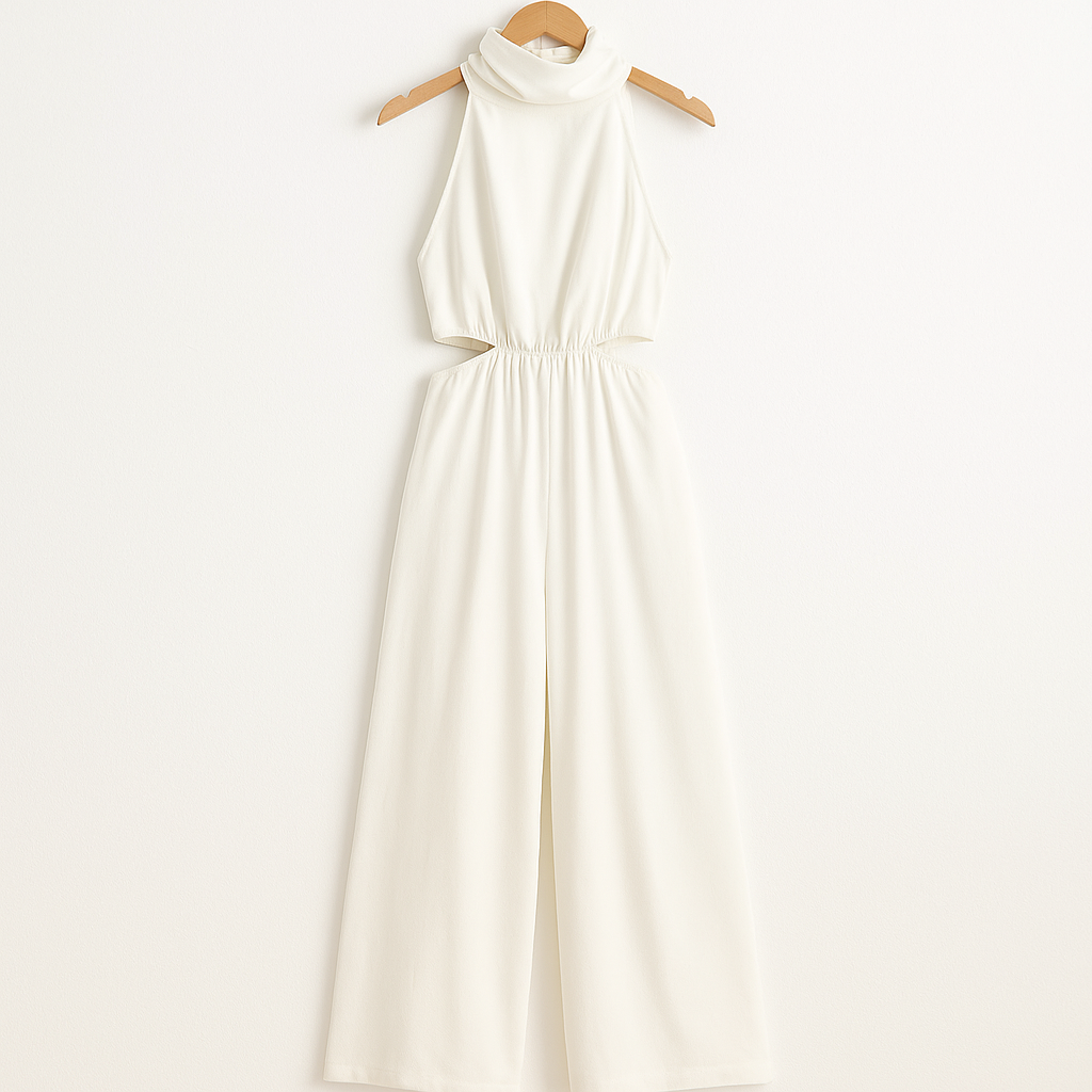 Weißer Jumpsuit mit hohem Bund – Eleganz & Komfort im Sommer