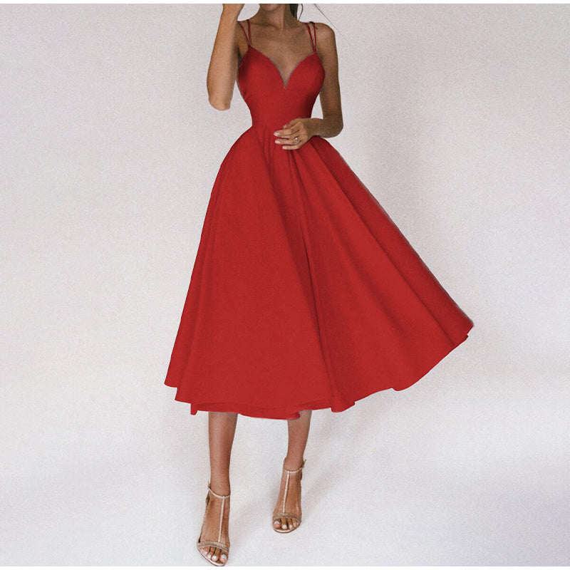Kleider-Brautjungfernkleid mit elegantem Ausschnitt für Frauen