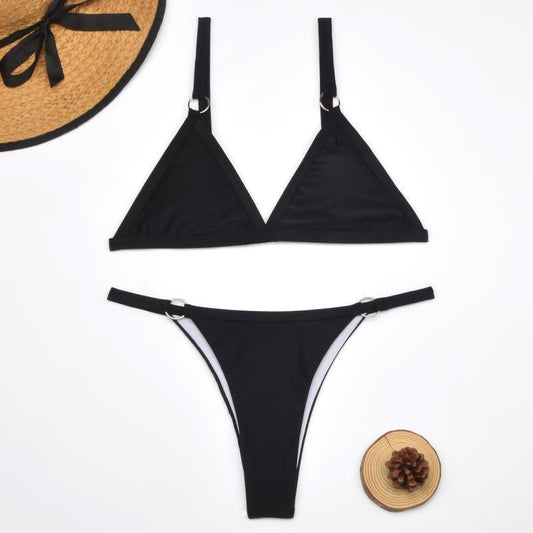 Bademode Damen Bikini Set mit Triangel Top und Tanga Slip