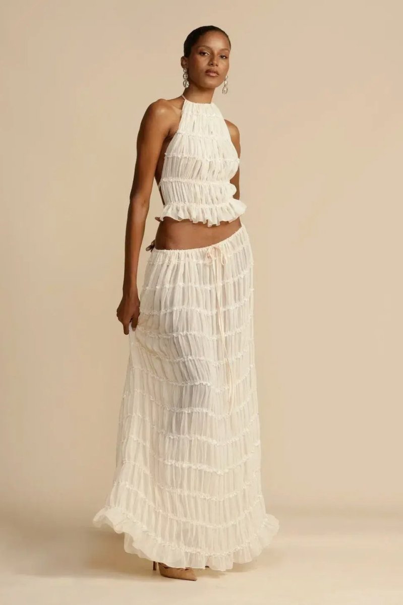 Sets Elegantes Sommer-Set aus zwei Teilen mit langem, fließendem Rock