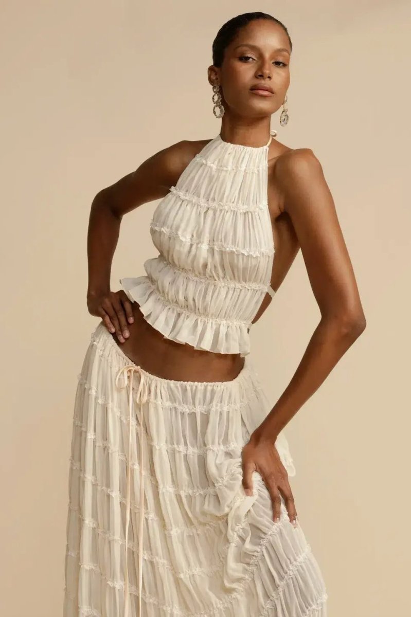 Sets Elegantes Sommer-Set aus zwei Teilen mit langem, fließendem Rock