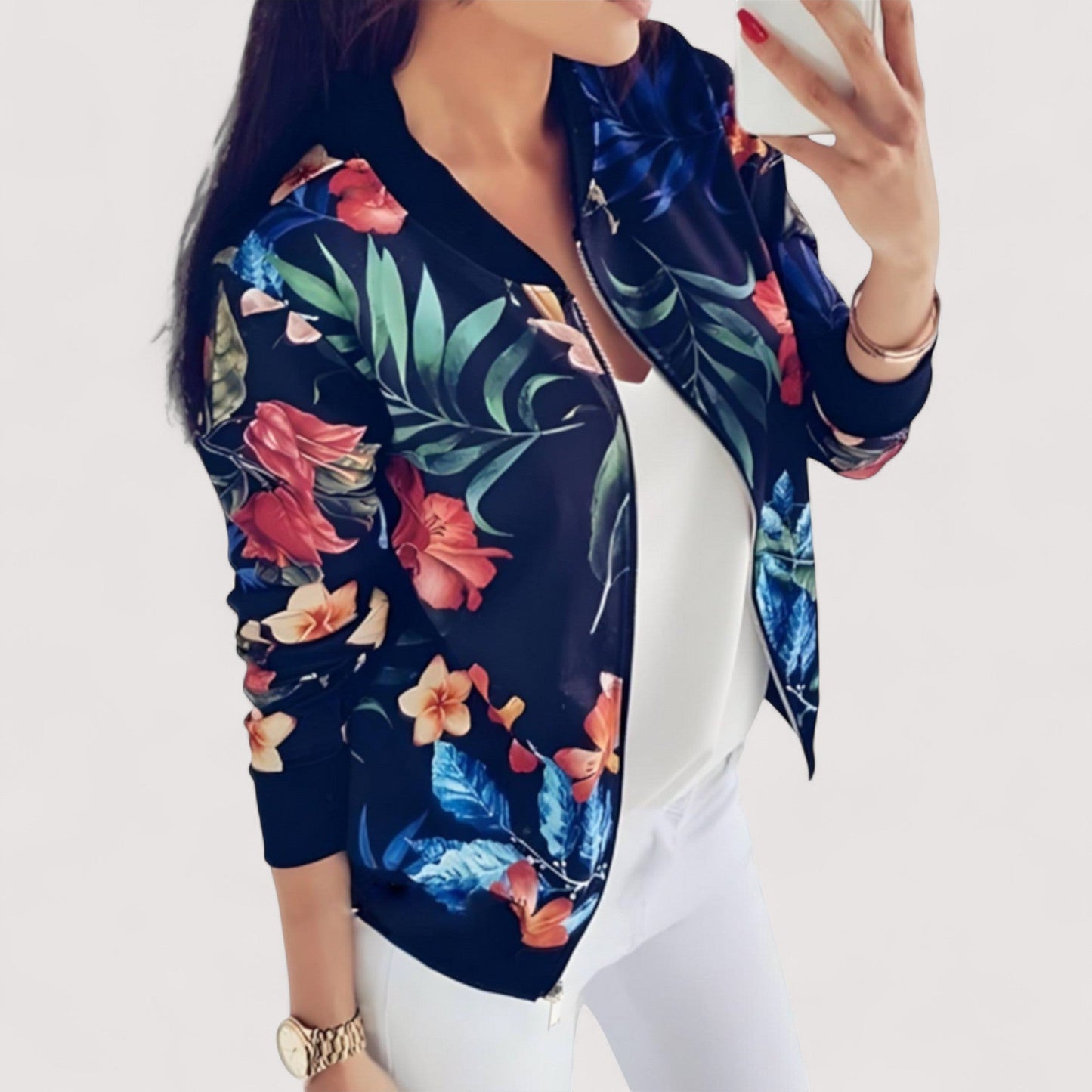 Vera | Lidia - Stylische Bomberjacke mit Blumenmuster