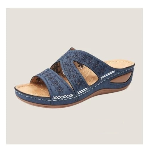 Sandalen Damen Bequem Sommer Offen Klettverschluss Weich