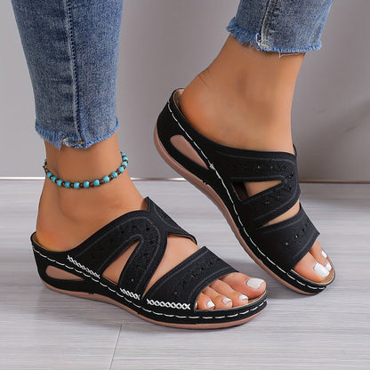 Sandalen Damen Bequem Sommer Offen Klettverschluss Weich