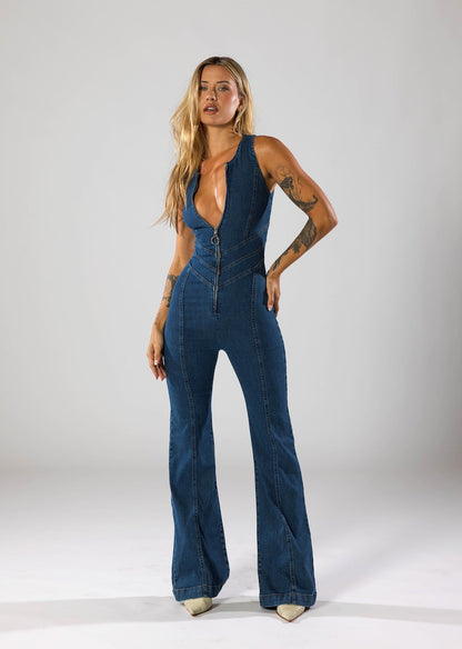 Jumpsuit aus hochwertigem Denim für moderne und stilvolle Frauen