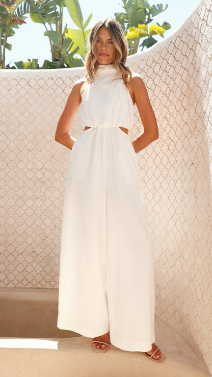 Weißer Jumpsuit mit hohem Bund – Eleganz & Komfort im Sommer