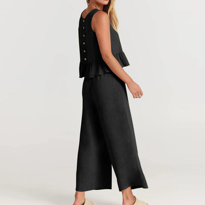 Set aus zweiteiligem Sommeroutfit für Damen. Ideal für warme Tage