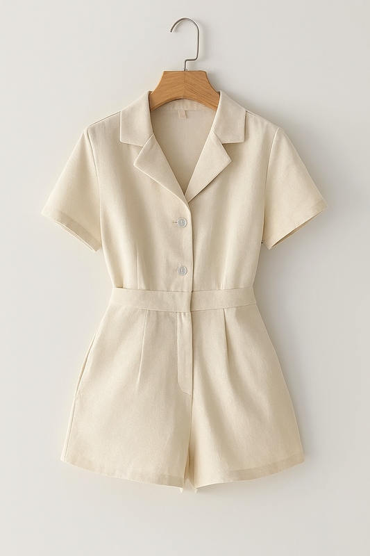 Beiger Frauen Jumpsuit mit Knöpfen - Stilvoll & Bequem