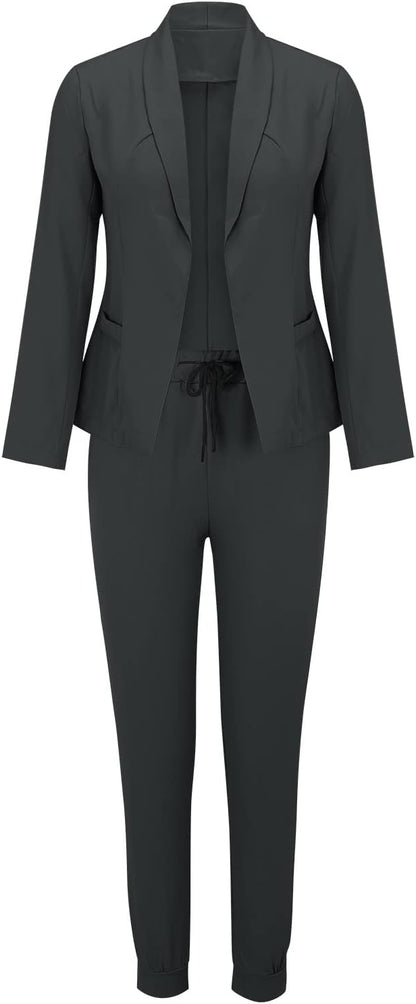 Sets Damen Outfit mit Blazer Hose und Bindegürtel modern