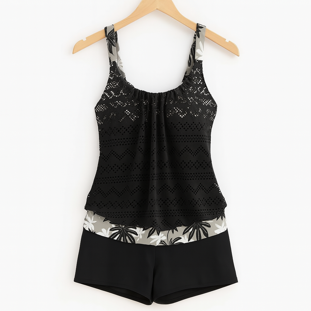 Bademode Damen Tankini Set mit Printtop und kurzer Hose