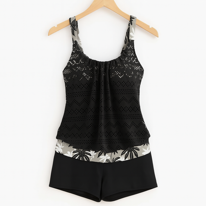 Bademode Damen Tankini Set mit Printtop und kurzer Hose