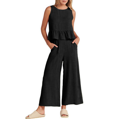 Set aus zweiteiligem Sommeroutfit für Damen. Ideal für warme Tage