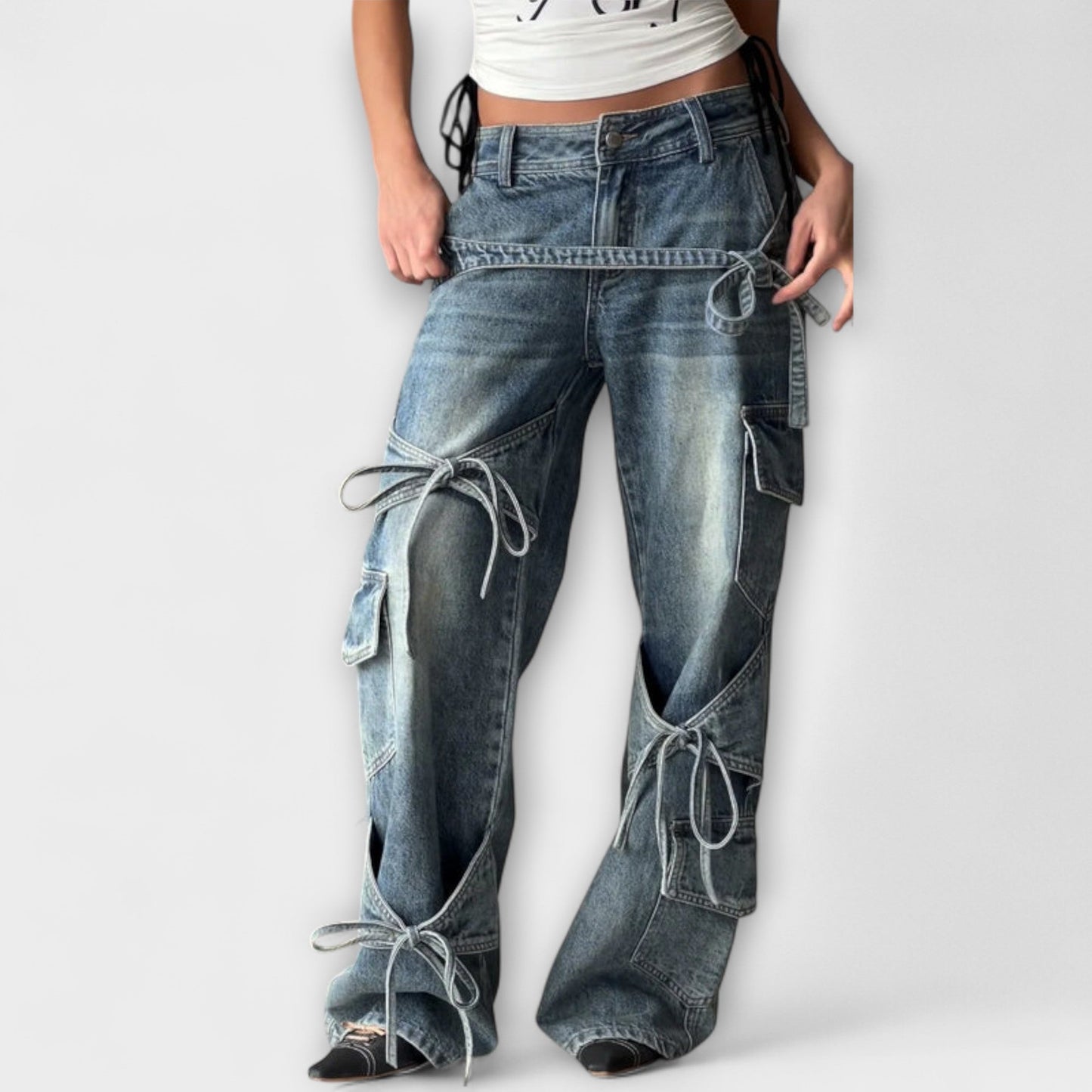 Vera | Paloma - Utility Denim Jeans mit Knotendetail