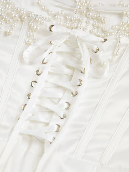 Elegantes Perlen-Midi-Kleid schulterfrei für Frühling & Sommer