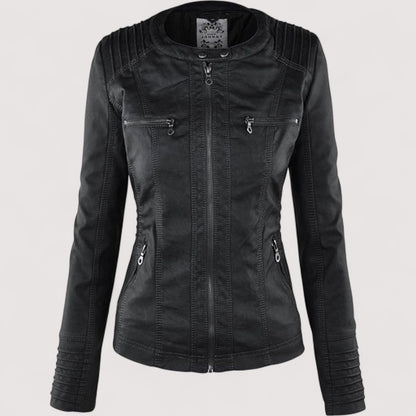 Vera | Laurina - Taillierte Bikerjacke mit Kapuze