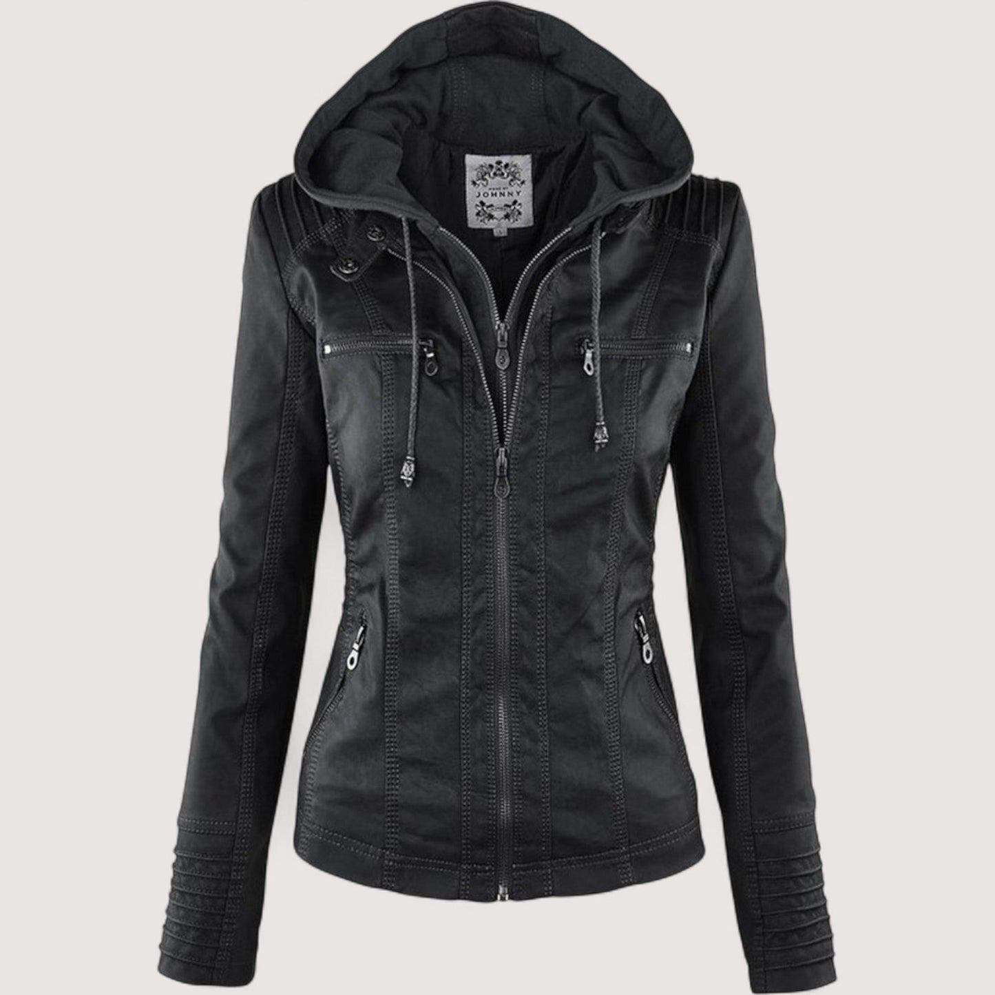 Vera | Laurina - Taillierte Bikerjacke mit Kapuze