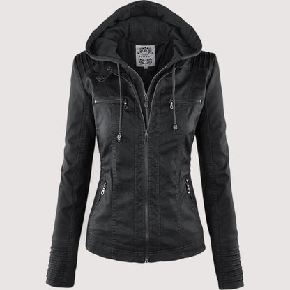 Vera | Laurina - Taillierte Bikerjacke mit Kapuze