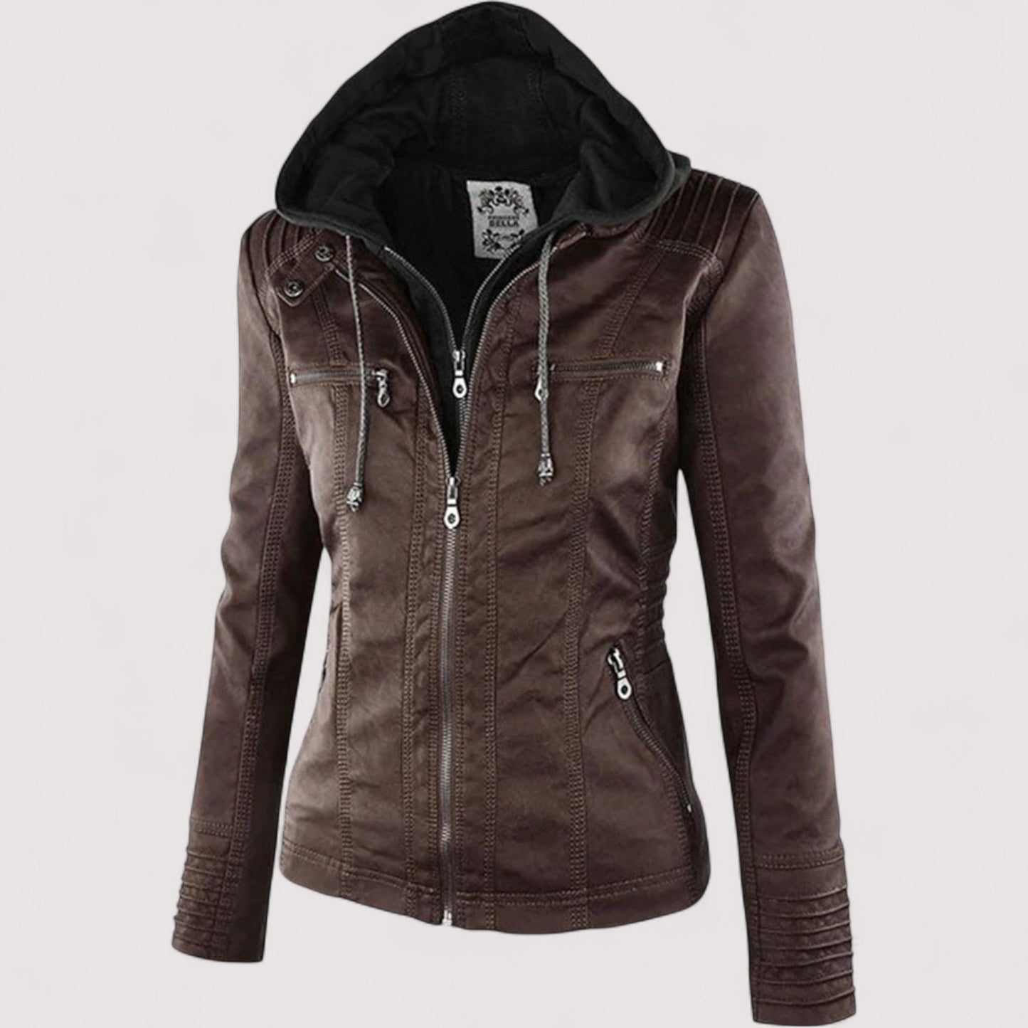 Vera | Laurina - Taillierte Bikerjacke mit Kapuze