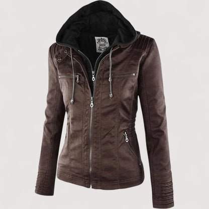 Vera | Laurina - Taillierte Bikerjacke mit Kapuze